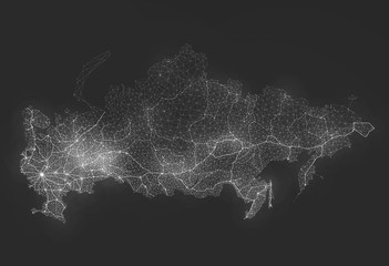 Abstract Telecommunication Network Map - Russia