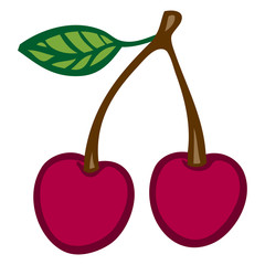 Cherry. Isolated object. Flat vector image.