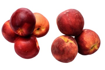 Delicious juicy ripe nitirin and peach isolated on white background