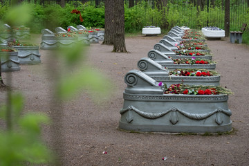 Russian military war cemetery in the park.