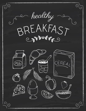 Breakfast doodles on the black board
