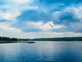 Viewr from Sidney, Vancouver Island, Canada, stormy clouds forming