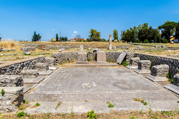 View of the archaeological site of Lucus Feroniae, near Rome, Italy - obrazy, fototapety, plakaty