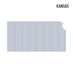 Vector abstract hatched map of State of Kansas with vertical lines isolated on a white background.