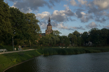 view of Stralsund in the summer evening