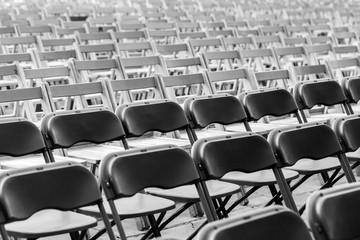 Monochrome rows of chairs