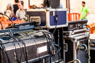 Mixing console from behind