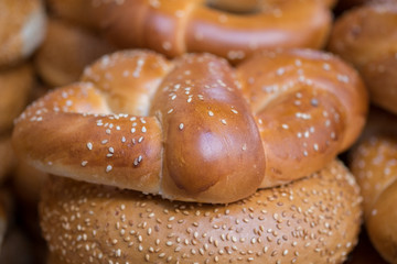 Fresh round Challah for sale at Carmel Market, popular marketplace in Tel-Aviv. Israel