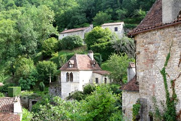 Maisons médiévales, Saint Cirq Lapopie, Quercy, France