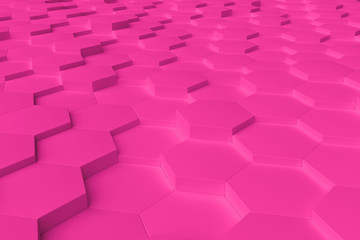 Fototapeta premium Pink monochrome hexagon tiles abstract background