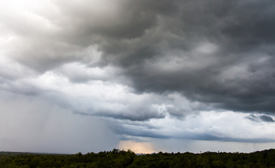 Rain clouds and gloomy sky in black and white