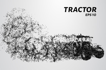 Fototapeta na wymiar Tractor of the particles. The tractor consists of small dots and circles. Vector illustration