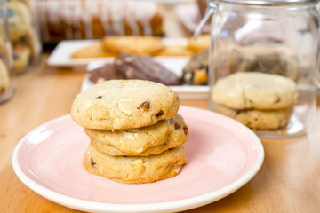 Homemade delicious cookies biscotti with almonds on the table