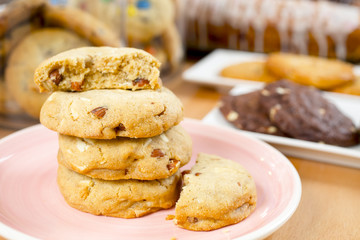 Homemade delicious cookies biscotti with almonds on the table