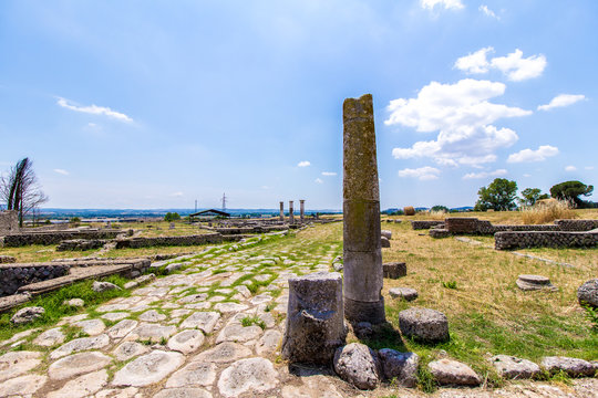 View of the archaeological site of Lucus Feroniae, near Rome, Italy