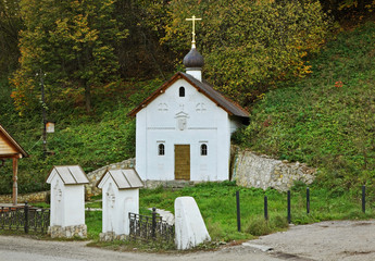 Chapel at Hegumen ravine in Tarusa. Russia