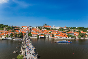 Fototapeta na wymiar Nice view of Prague from Charles Bridge Tower (Praha)