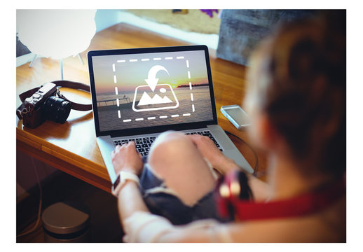 User with Laptop and Camera Mockup 1 