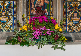 Fototapeta na wymiar Traditional English Church Flower Display