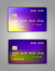 Vector set Realistic credit bank card mockup.
