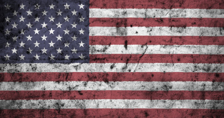 Fototapeta premium American flag with high detail of old dirty crumpled paper . 3D illustration .