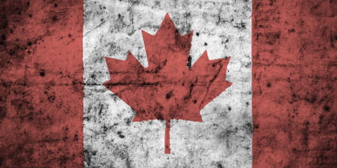 Canada flag with high detail of old dirty crumpled paper . 3D illustration .