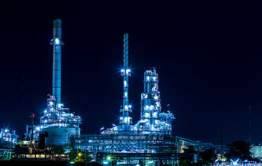 Oil refinery plant at twilight.
