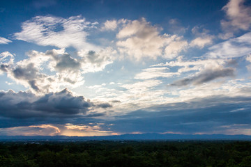 colorful dramatic sky with cloud at sunset