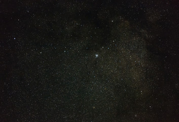 Starry night sky with the Milky Way. Astrophotography of the open space.