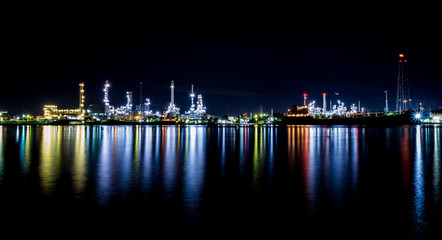 Oil refinery plant, twilight time.
