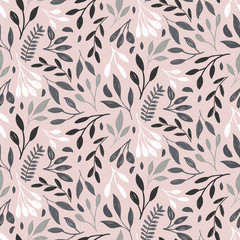 Leaf floral print. Natural vector seamless pattern. - 163825988