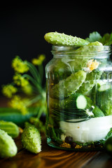 pickled cucumbers with herbs and spices