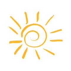 Sun Ink illustration. Modern brush calligraphy. Isolated on white background.