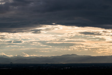 colorful dramatic sky with cloud at sunset