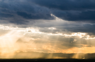 colorful dramatic sky with cloud at sunset