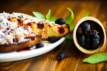Sweet biscuit pie with mulberry berries