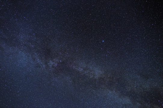 Starry night sky with the Milky Way. Astrophotography of the open space.