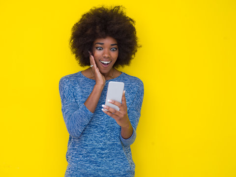 Young Black Woman Using Mobile Phone