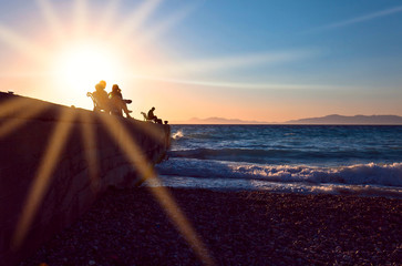 Sunset on the Mediterranean sea .