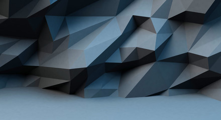 Abstract black background with polygonal pattern. 3d image