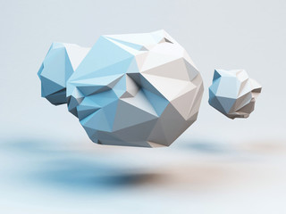 Naklejka na ściany i meble Gray polygonal spheres. Abstract geometrical modern background. 3D render illustration