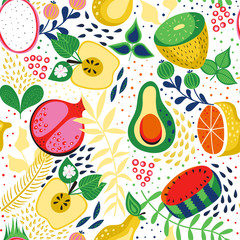 Seamless  background with tropical fruits