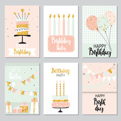 Set of birthday greeting cards design