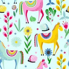 Seamless pattern with horses