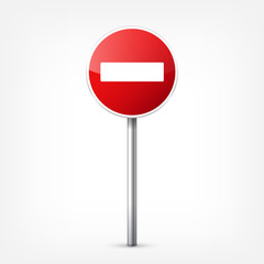 Road red signs collection isolated on white background. Road traffic control.Lane usage.Stop and yield. Regulatory signs. Curves and turns.