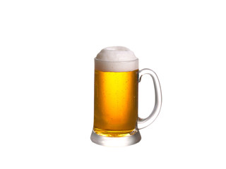 Glass of beer isolated on white background. Ale