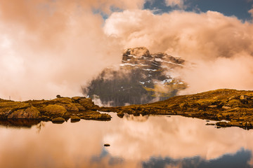 summer view to mountain lake Norway