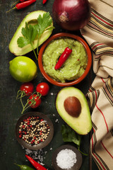 Bowl of guacamole with fresh ingredients