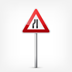 Road red signs collection isolated on white background. Road traffic control.Lane usage.Stop and yield. Regulatory signs. Curves and turns.