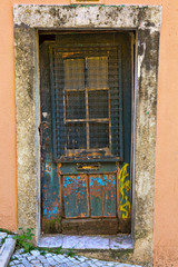 Old door in the city of Lisbon, Portugal